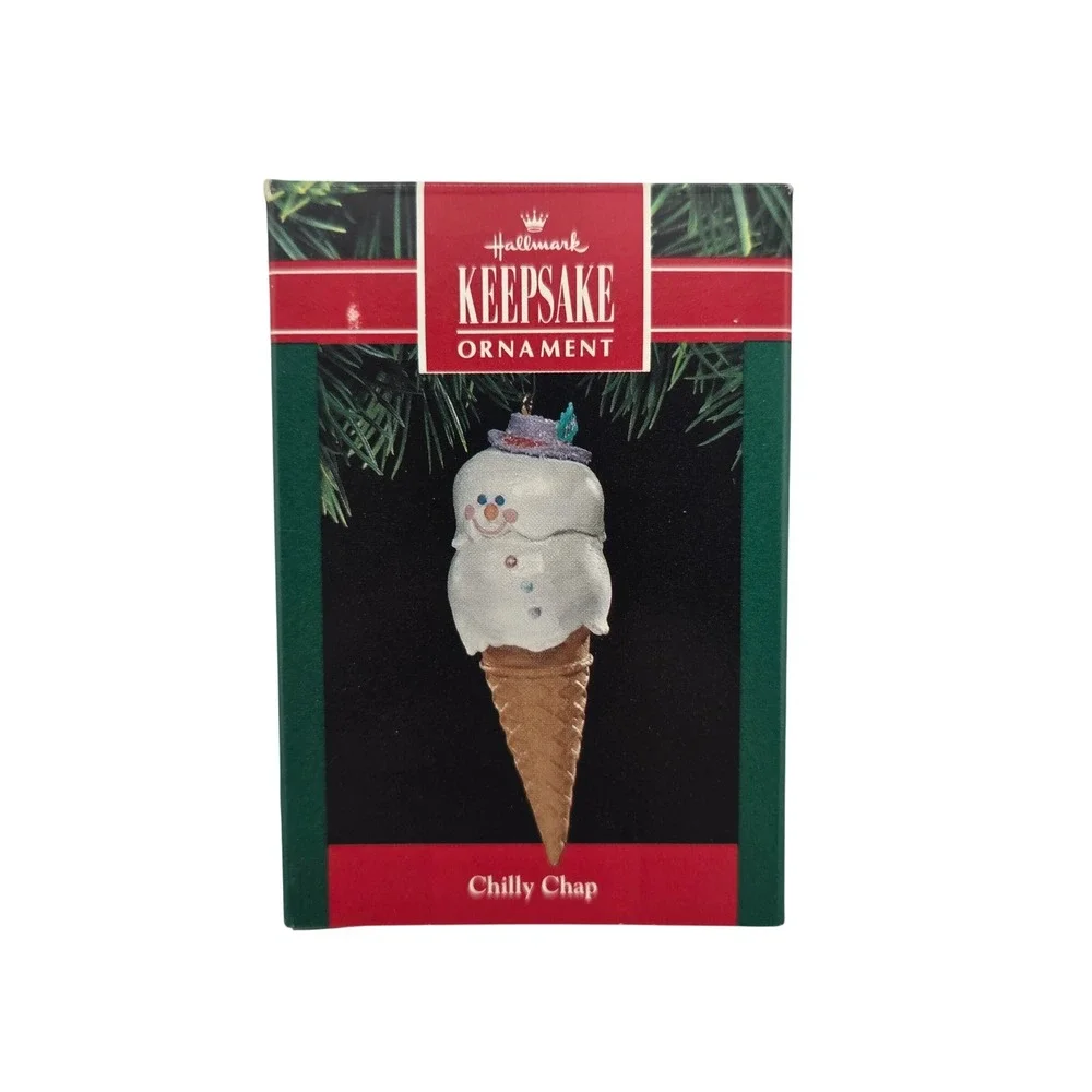 Hallmark Keepsake Ornament Chilly Chap Snowman Ice Cream Cone 1991 QX533-9‎ VTG